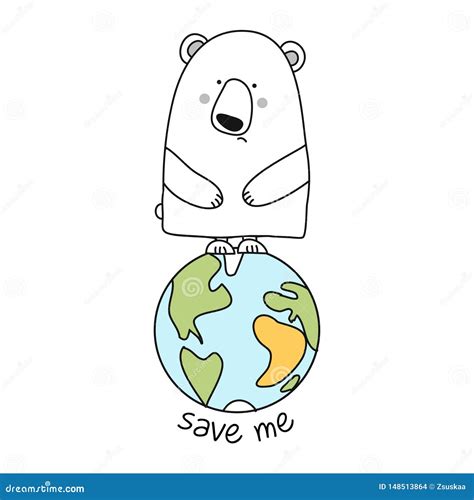 Save Me - Funny Vector Text Quotes and Polar Bear Drawing. Stock Vector ...