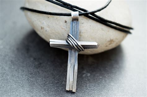 Mens Cross Necklace Silver Cross - Etsy