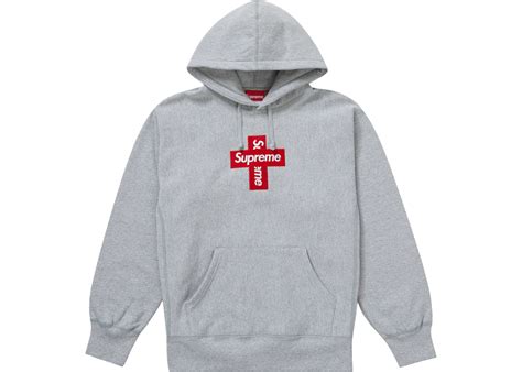 Supreme Cross Box Logo Hooded Sweatshirt Heather Grey Men's - FW20 - US