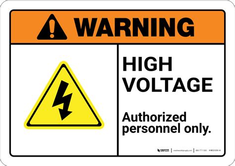 Warning: High Voltage Keep Out with Graphic Landscape ANSI - Wall Sign ...