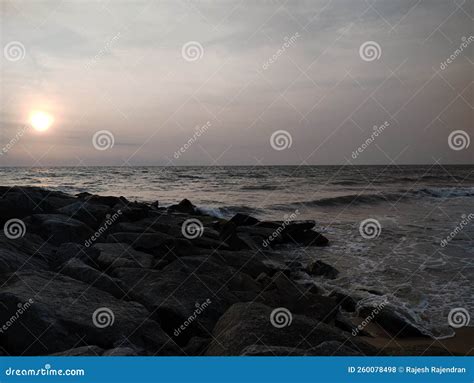 Maravanthe beach sunset stock photo. Image of cloud - 260078498