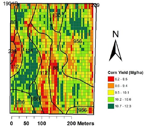 Map of measured crop yields in relation to soil map units. | Download ...