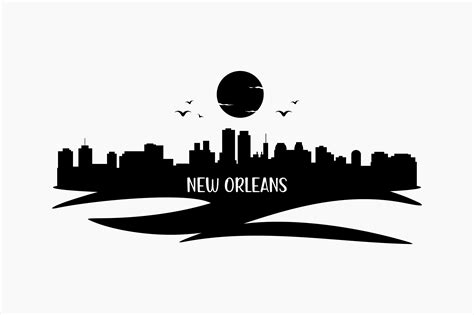 New Orleans Skyline Silhouette Gráfico por BerriDesign · Creative Fabrica