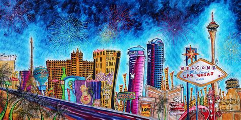 Viva Las Vegas a Fun and Funky PoP Art Painting of the Vegas Skyline and Sign by Megan Duncanson ...