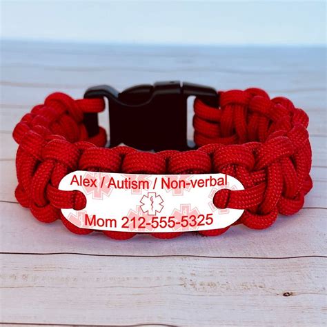 Custom Autism Bracelet Kids Medical Alert Bracelet Autism Non Verbal ...