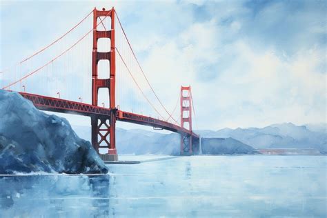 Golden gate bridge background painting | Free Photo Illustration - rawpixel