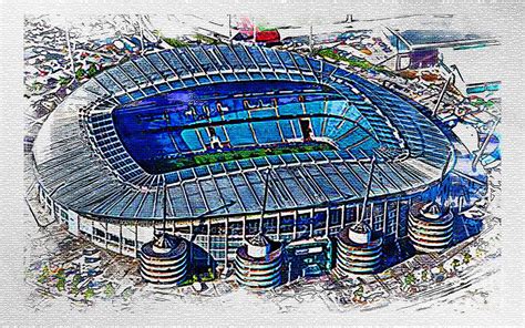 S02792 Etihad Stadium Football Man City Modern Sports Arena Manchester ...