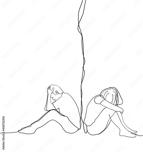 Couple sad line art Stock Illustration | Adobe Stock