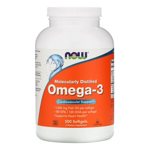 Now Foods Omega-3 180 EPA 120 DHA 500 Softgels GMP Quality Assured ...