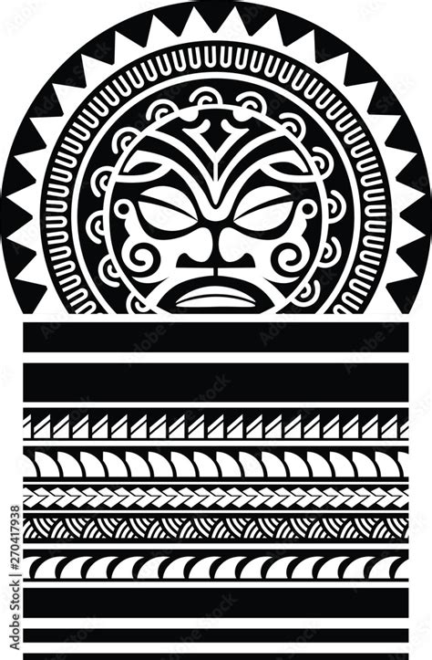 Polynesian tattoo sleeve shoulder sketch pattern vector, samoan ...