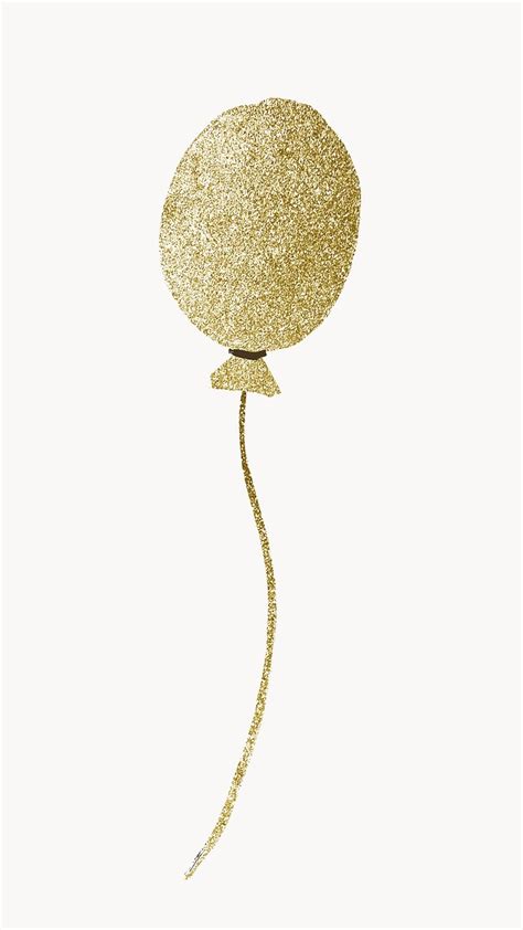 Party balloon sticker, Glitter gold | Free Vector - rawpixel