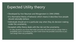 Expected utility theory, Prospect Theory, Disposition effect ...