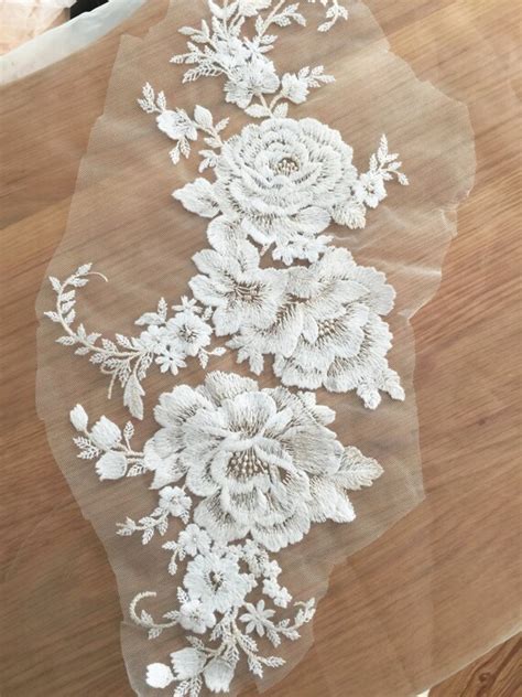 Exquisite Cotton Lace Applique Cream EmbroideryWedding