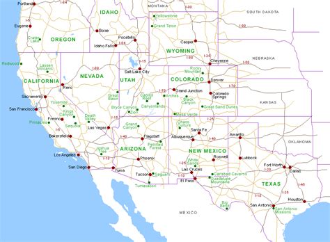 Maps of Southwest and West USA - The American Southwest