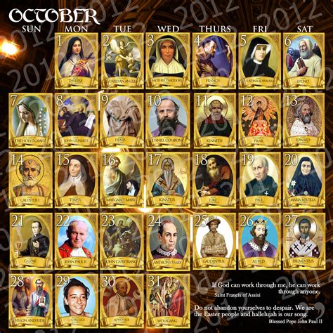 Calendar With Names Of Saints