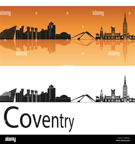 Coventry skyline in orange background Stock Photo - Alamy