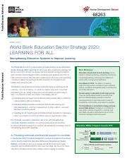 World Bank Education Sector Strategy 2020: Strengthening | Course Hero