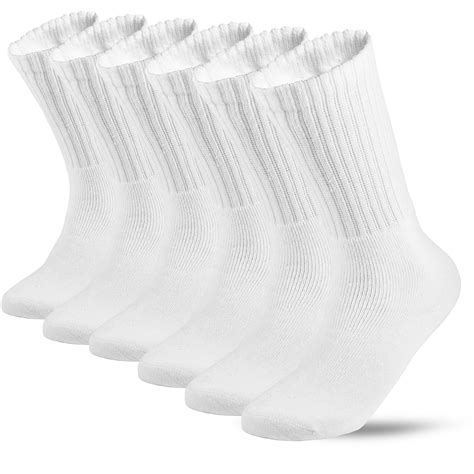 6 Pairs Men's Athletic Cotton Casual Crew Solid Sport Socks White Size 10-13 - Walmart.com