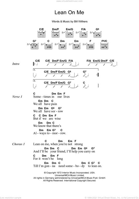 Lean On Me sheet music for guitar (chords) (PDF) v2