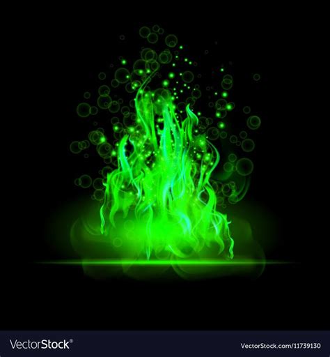 Realistic green fire flames. Poster. Abstract vector illustration. EPS 10. Download a Free ...