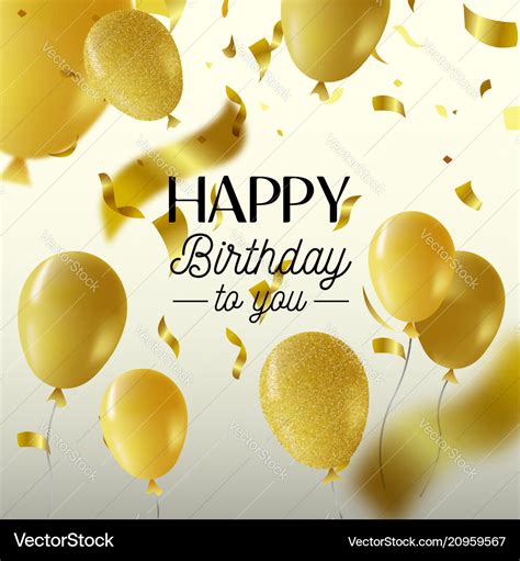 Happy birthday gold party balloon greeting card Vector Image