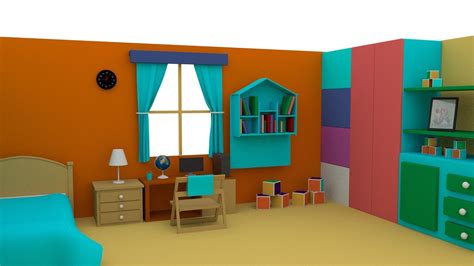 3D model Bedroom for Cartoon kids VR / AR / low-poly | CGTrader