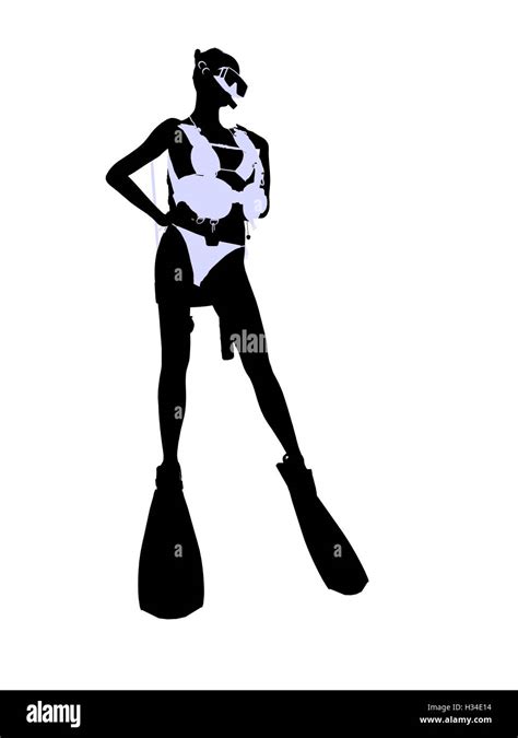 Female Scuba Diver Illustration Silhouette Stock Photo - Alamy