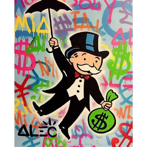 Hand Painted Graffiti art Custom painting money on canvas wall urban ...