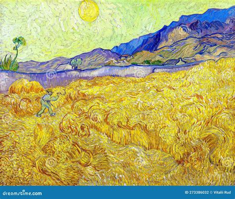 Van Gogh S Wheatfield with a Reaper Stock Photo - Image of canvas, arts ...