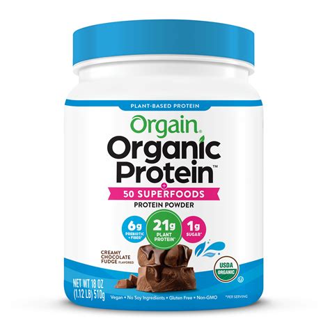 Orgain Organic Vegan Protein + Superfoods Powder, Chocolate Fudge, 21g Protein, 1.12lb - Walmart.com