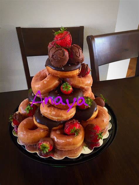 Donut cake tower | Cake donuts, Birthday donuts, Donut birthday cake