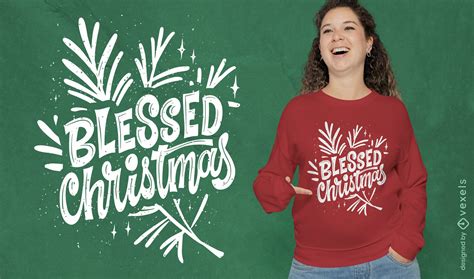 Blessed Christmas Lettering T-shirt Design Vector Download