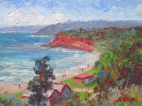 Mornington Scout Beach, Victoria, Australia Australian Impressionist Artist Enoch Hlisic Oil ...