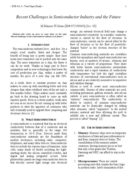 Recent Challenges in Semiconductor Indus | PDF | Semiconductor Device ...