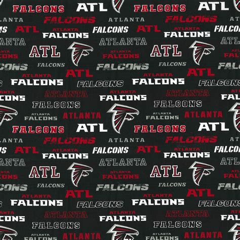 NFL ATLANTA FALCONS Throwback Logos Print 100% Cotton Fabric Material You Choose Length Licensed ...