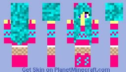 Pink and light blue cat girl/person Minecraft Skin