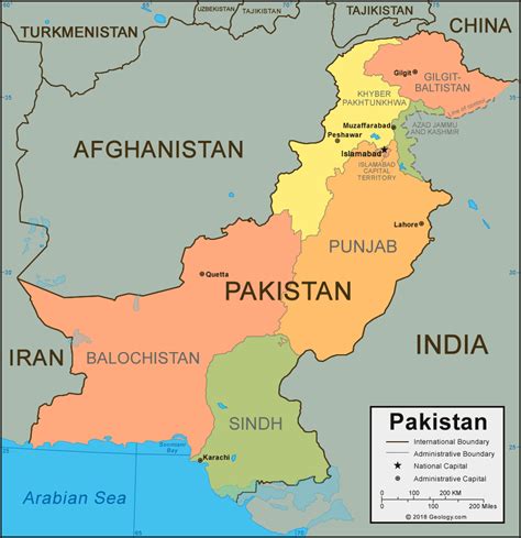 Pakistan Map and Satellite Image in 2021 | Pakistan map, Pakistan travel, Political map