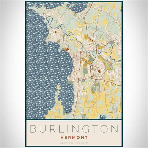 Burlington - Vermont Map Print in Woodblock — JACE Maps