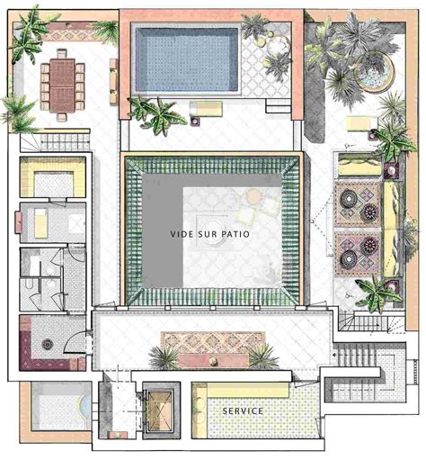 Luxury riad in Marrakesh | Prestigious Collection | Courtyard house, House plans, Riad floor plan