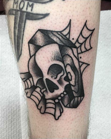 Skull and coffin tattoo by Jeroen Van Dijk - Tattoogrid.net