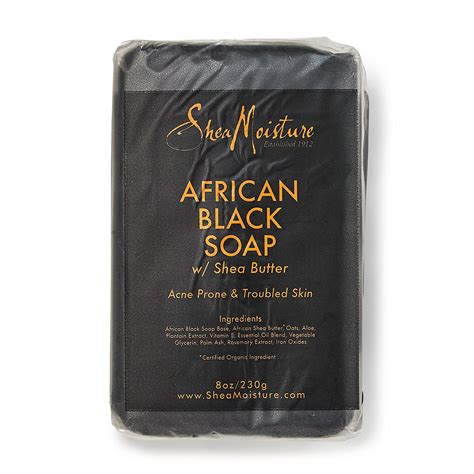 Shea Moisture Organic African Black Soap Bar with Shea Butter, 8oz