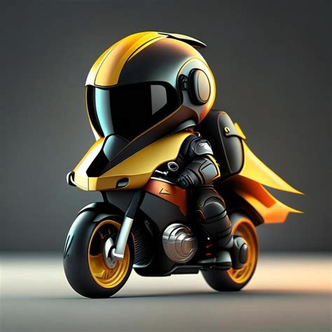 Premium AI Image | a motorcycle with a yellow helmet and a yellow cape.