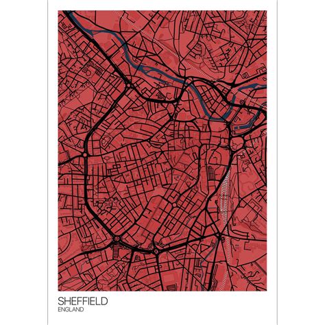 Sheffield City Centre Map Art Print - Free International Shipping ...