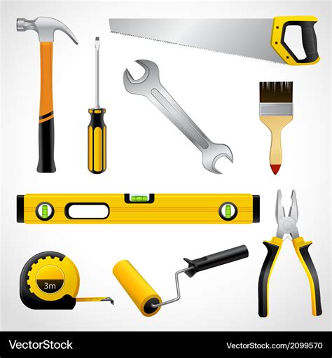 Realistic carpenter tools icons collection Vector Image