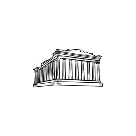 Acropolis Hill in Athens. Hand drawn landmark - ancient greece — Stock ...