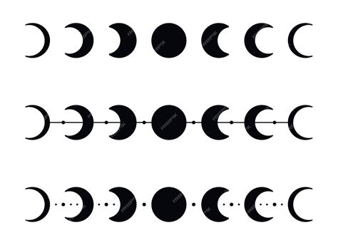 Premium Vector | Moon phases silhouettes with stars. Black crescent ...