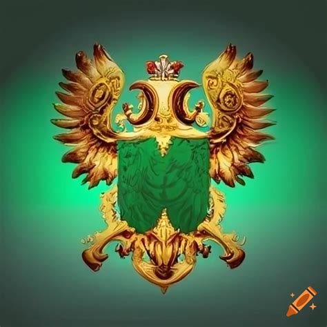 Green and amber coat of arms protector on Craiyon