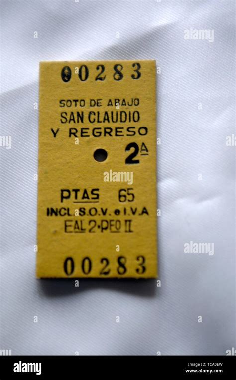 Feve Train ticket 90´s, Spain Stock Photo - Alamy