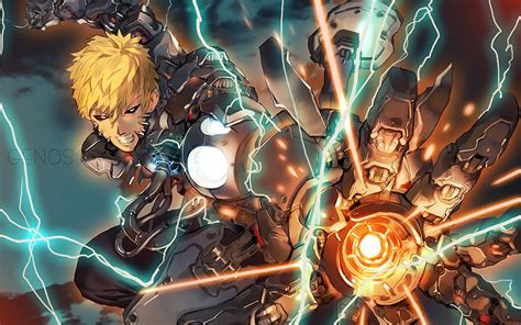 Wallpaper : anime, lightning, cyborg, machine, One Punch Man, comics, mythology, Genos, games ...