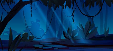 Dark forest landscape with trees at night 24243882 Vector Art at Vecteezy